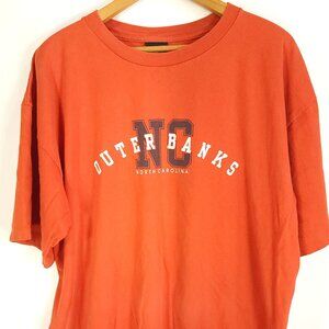 Vtg Outer Banks Graphic T-Shirt Men's XXL Orange Short Sleeve Distressed USA